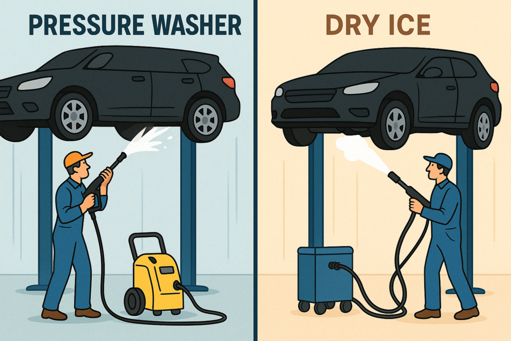 dry ice cleaning vs pressure washing undercarriage comparison